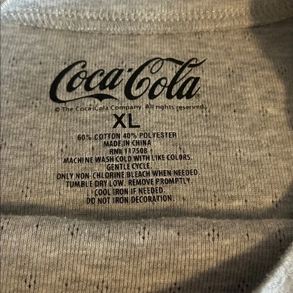 Coca-Cola Cherry 🍒 Black Logo on Heather Gray Tee - Picture 2 of 3